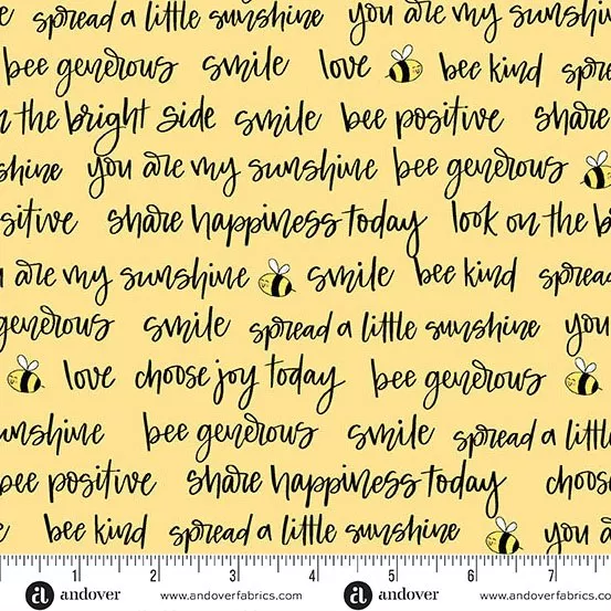 Yellow Bee Positive Text Sunny Honey by Amy Latta