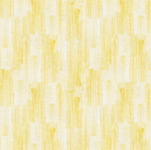 Yellow Brushstrokes on White Sateen 118" Wide Paintbrush Studio