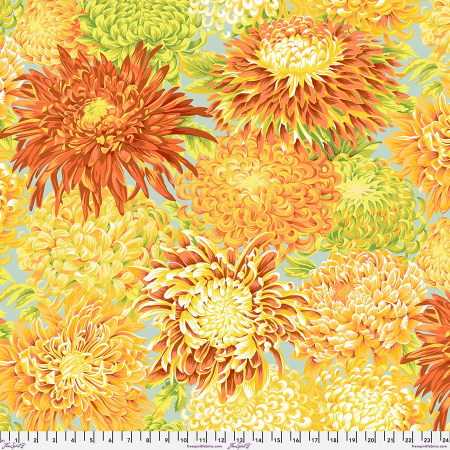 Yellow Japanese Chrysanthemum ||Philip Jacobs for Kaffe Fassett Collective