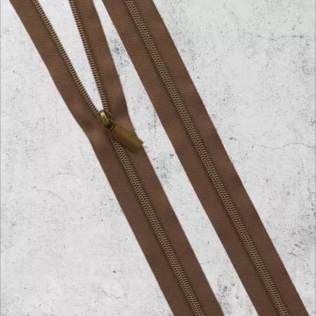 Zippers By The Yard Brown Antique 3 yards with 9 pulls